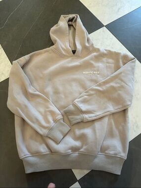 White Fox Beige Pullover Hoodie - women’s hoodie Fleece